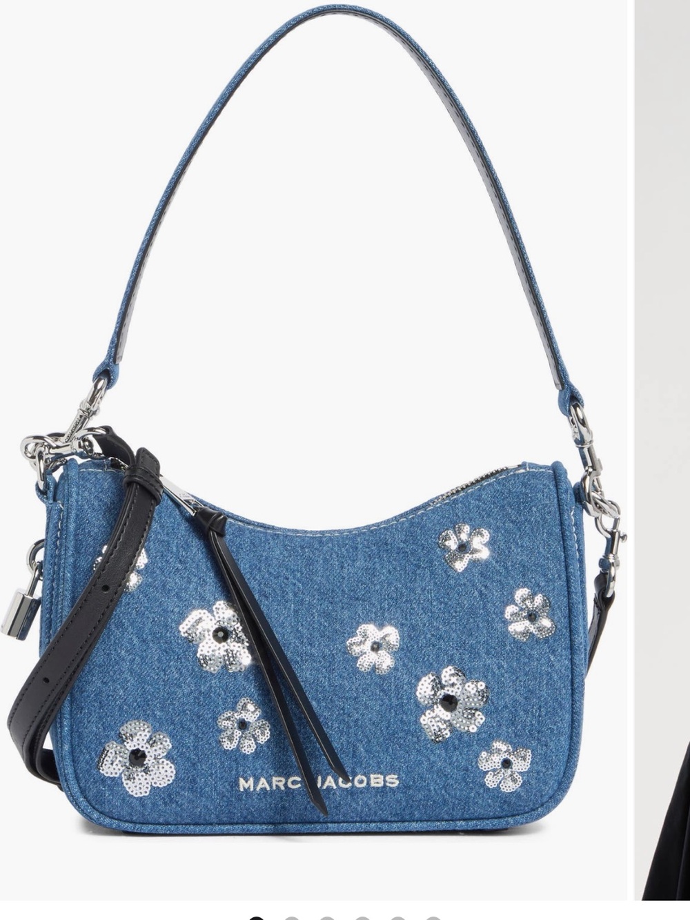 NWT MARC JACOBS denim crossbody bag with sparkle sequin flowers!!!